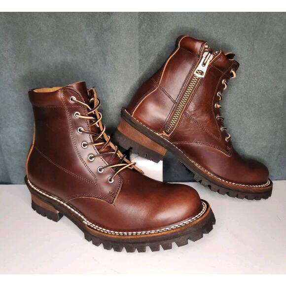 Slow Wear Lion Handmade in Japan Ultra High End Zip/Lace Up Leather Boots US 7 E - Picture 1 of 15